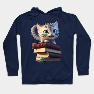 Tabby Dragon Cat with his Books Hoodie